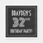 [ Thumbnail: 32nd Birthday Party: Art Deco Style + Custom Name Napkins ]