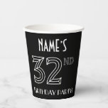 [ Thumbnail: 32nd Birthday Party: Art Deco Style + Custom Name Paper Cups ]