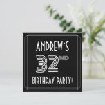 [ Thumbnail: 32nd Birthday Party: Art Deco Style W/ Custom Name Invitation ]