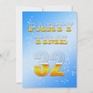 32nd birthday party invitation with beer