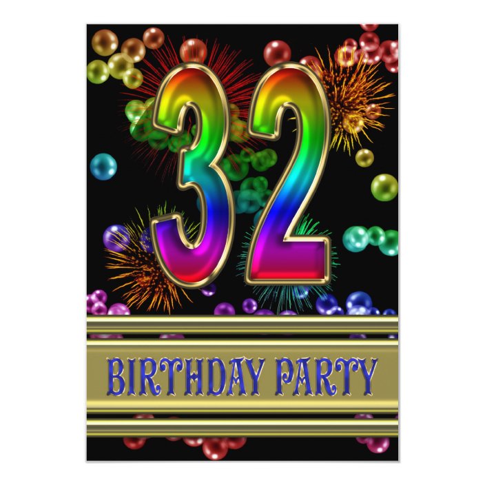 32nd Birthday party Invitation with bubbles | Zazzle.com
