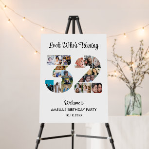 32nd Birthday Party Number 32 Photo Collage Foam Board