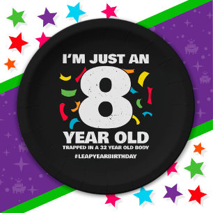 32nd Birthday Party Trapped Leap Year Day Feb 29th Paper Plates