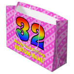 [ Thumbnail: 32nd Birthday: Pink Stripes & Hearts, Rainbow # 32 Gift Bag ]