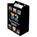 [ Thumbnail: 32nd Birthday: Rainbow “32“, Custom Photos & Name Gift Bag ]