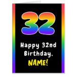 [ Thumbnail: 32nd Birthday: Rainbow Spectrum # 32, Custom Name Card ]