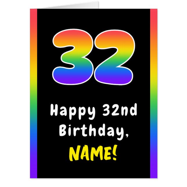 32nd Birthday: Rainbow Spectrum # 32, Custom Name Card (Front)