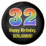[ Thumbnail: 32nd Birthday - Rainbow Spectrum Pattern Number 32 ]