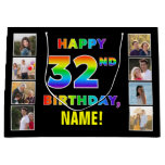 [ Thumbnail: 32nd Birthday: Rainbow Text, Custom Photos & Name Gift Bag ]