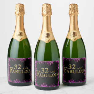 32nd Birthday  Sparkling Wine Label