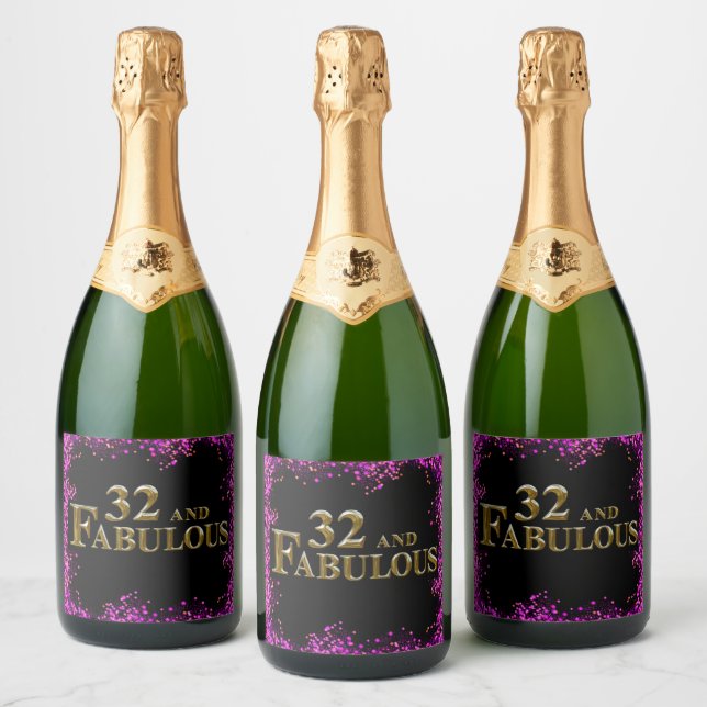 32nd Birthday  Sparkling Wine Label (Bottles)