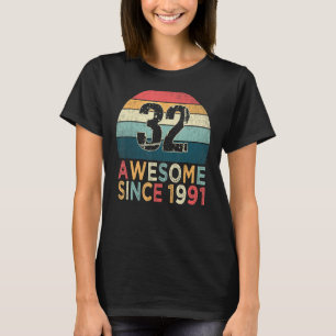 32nd Birthday Vintage Retro 32 Years Old Awesome S T-Shirt