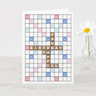 32nd Birthday, Word Game Board Card