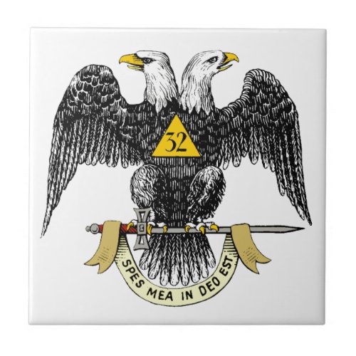 32nd Degree Scottish Rite Black Eagle Ceramic Tile