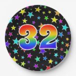 [ Thumbnail: 32nd Event: Bold, Fun, Colorful Rainbow 32 Paper Plates ]