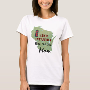 32nd Infantry Brigade with Wisconsin Map for Mom T-Shirt