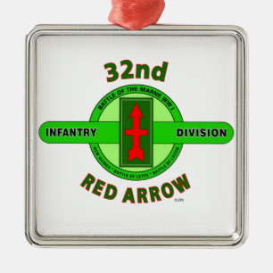 32ND INFANTRY DIVISION "RED ARROW" METAL ORNAMENT