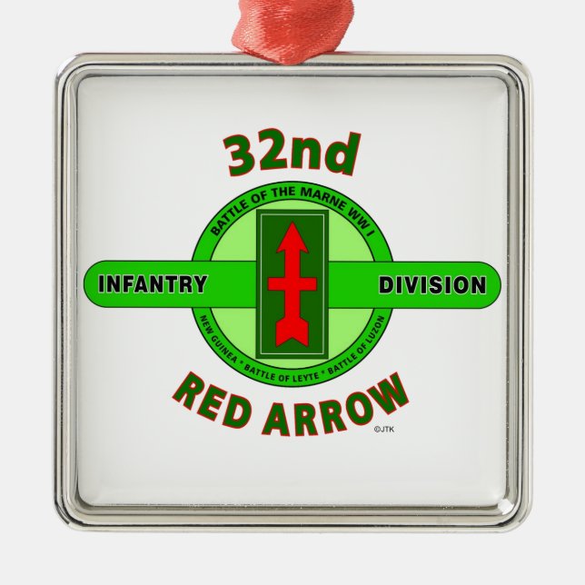 32ND INFANTRY DIVISION "RED ARROW" METAL ORNAMENT (Front)