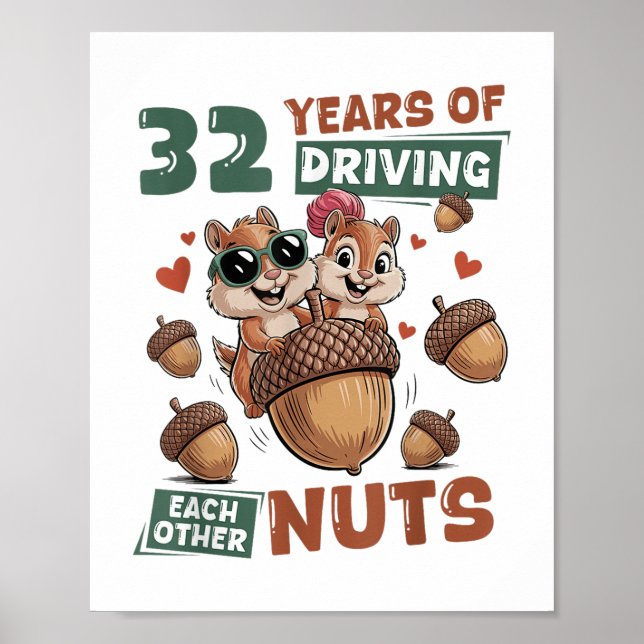 32nd Wedding Anniversary 32 Years Couple Matching  Poster (Front)
