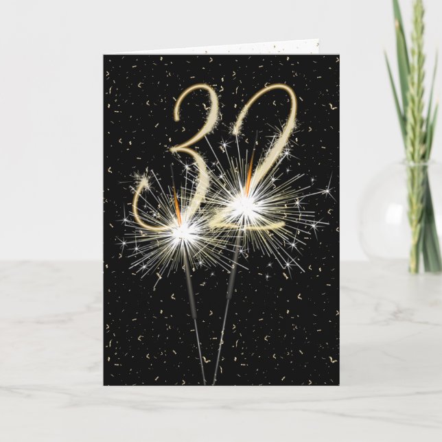 32nd wedding anniversary sparklers card (Front)