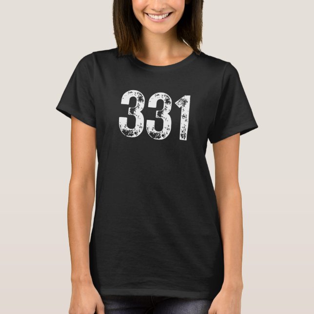 331 Area Code Aurora IL Mobile Telephone Area Code T-Shirt (Front)