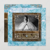 332 Quinceanera Vintage Photo Card Star Blue (Front/Back)