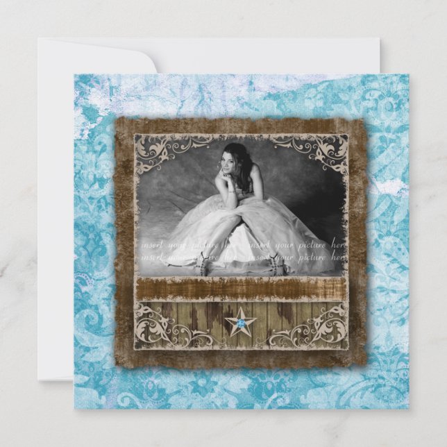 332 Quinceanera Vintage Photo Card Star Blue (Front)