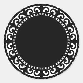 3332__doily-shape-1 BLACK WHITE CIRCLE SHAPES DOIL Classic Round Sticker