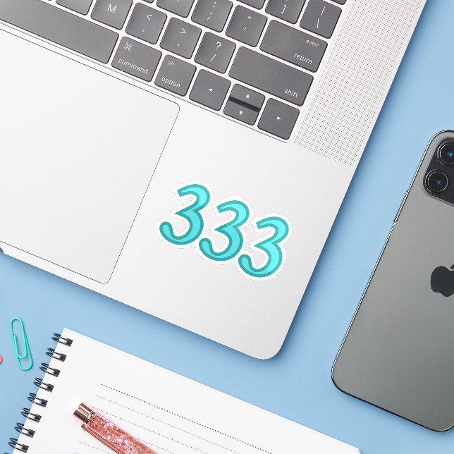 333 Angel Number Spiritual Awareness Sticker (Laptop w/ iPhone)