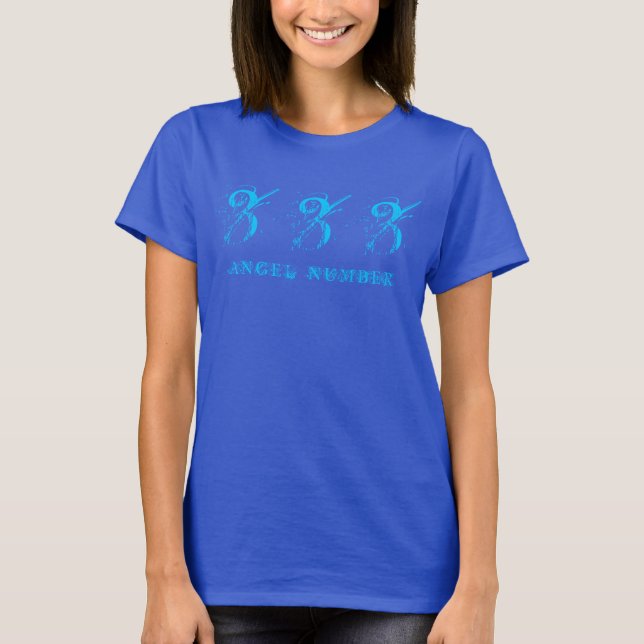 333 (ANGEL NUMBER) Synchronicity, Blue - T-Shirt (Front)