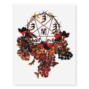 333 half evil pentagram temporary tattoos