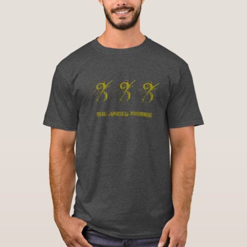333 _ THE ANGEL NUMBER Mens T_Shirt Charcoal T_Shirt