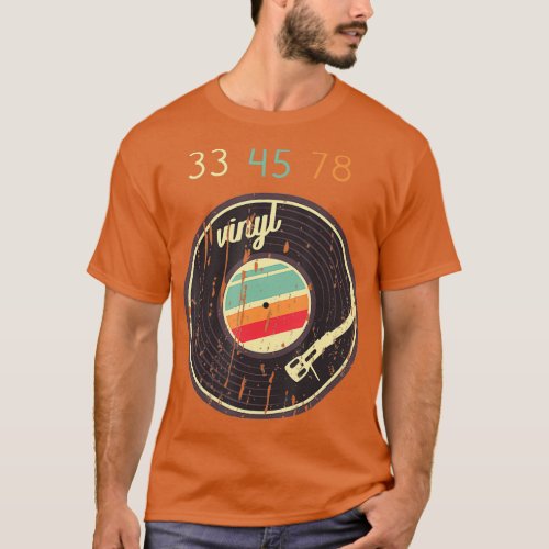 33 45 78 Vintage Retro Vinyl Record Turntable T_Shirt