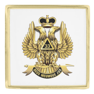 33 Degree Mason T-Shirt Cufflinks Gold Finish Lapel Pin