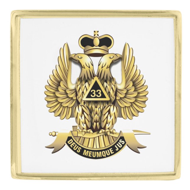 33 Degree Mason T-Shirt Cufflinks Gold Finish Lapel Pin (Front)