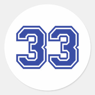 33 - number classic round sticker