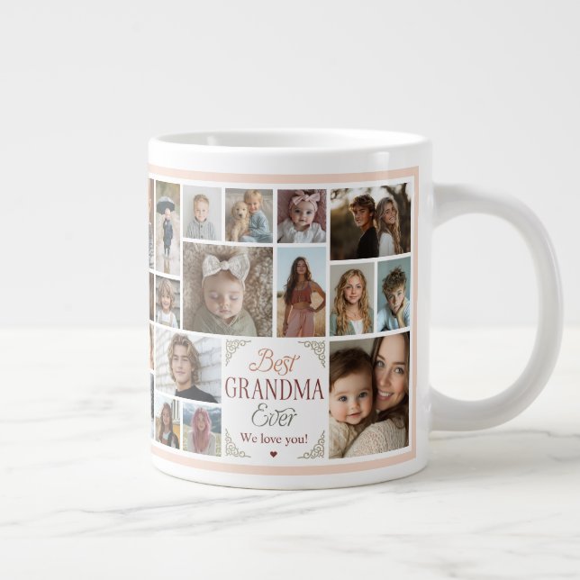 33 Photo Collage Best Grandma Ever Giant Coffee Mug (Right)