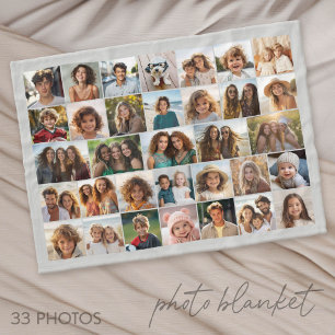 33 Photo Collage - Grid on Color Background Fleece Blanket
