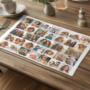 33 Photo Collage - Grid on White Background Cloth Placemat