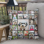 33 Photo Collage Modern Square Layout Black Throw Pillow<br><div class="desc">Use cropped photos for the best results! Upload square photos from your phone or even Instagram to make a striking custom look for your home. You can use photos of friends or pets and then match your own decor by changing the color. Use color or black and white photos -...</div>