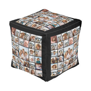 33 Photo Collage - same collage on all sides Pouf