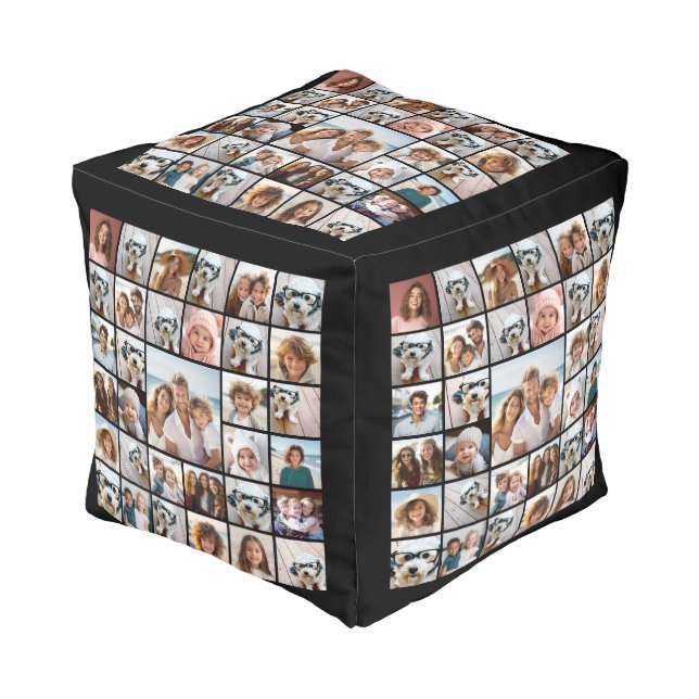 33 Photo Collage - same collage on all sides Pouf (Angled Front)