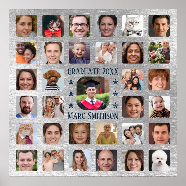   33 Photos to Personalize Graduation Party Square Poster (Front)