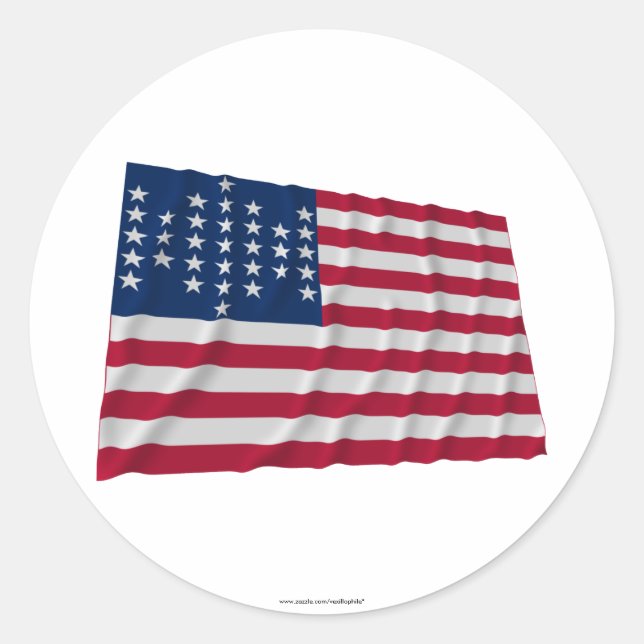 33-star flag, Fort Sumter garrison pattern Classic Round Sticker (Front)