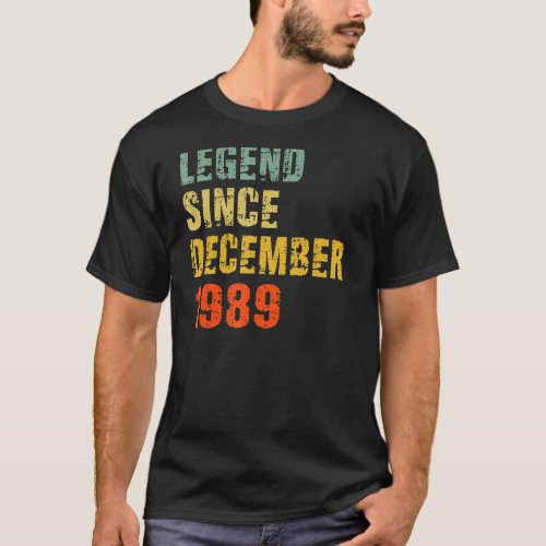 33 Year Old 33rd Birthday  Legend Since December 1 T_Shirt