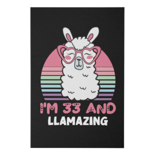 33 Year Old Bday Llamazing 33rd Birthday Llama Faux Canvas Print
