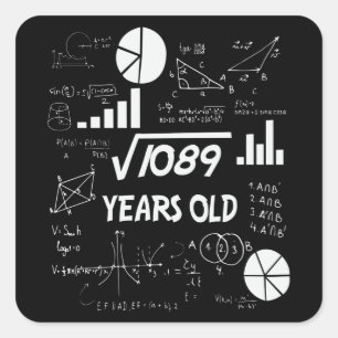 33 Year Old Bday Math Teacher 33rd Birthday Gift Square Sticker