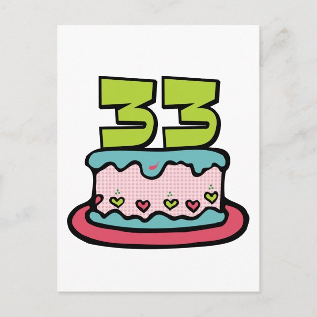 33 Year Old Birthday Cake Postcard (Front)