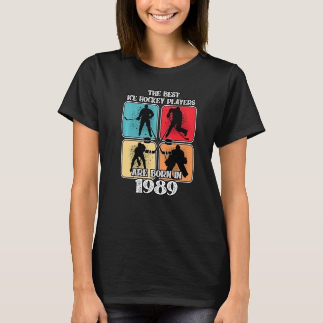 33 Year Old Ice Hockey Player 1989 33th Birthday V T-Shirt (Front)
