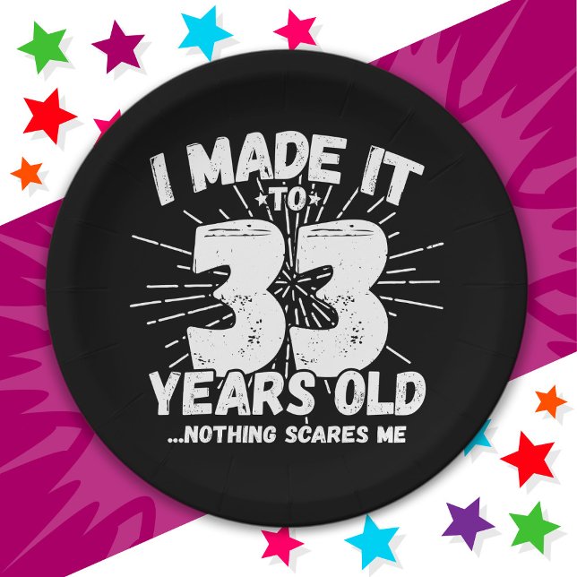 33 Year Old Sarcastic Meme Funny 33rd Birthday Paper Plates (Creator Uploaded)